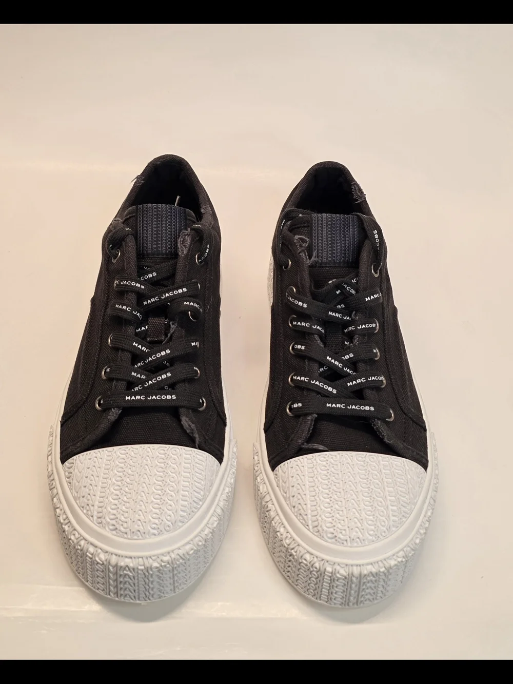 Marc Jacobs Black White  Canvas Sneakers  Lace Up Designer Shoes Men's 43 US 10